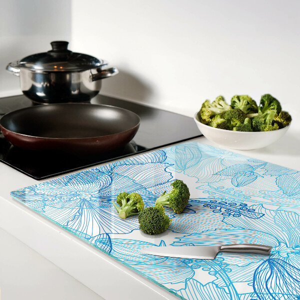 Snijplanken glas Bloemenpatroon in verschillende blauwtinten