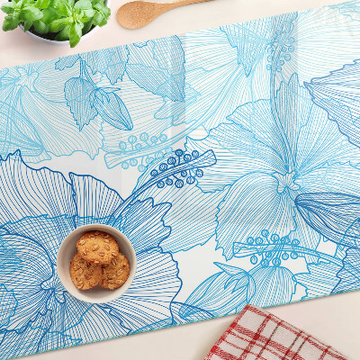 Snijplanken glas Bloemenpatroon in verschillende blauwtinten