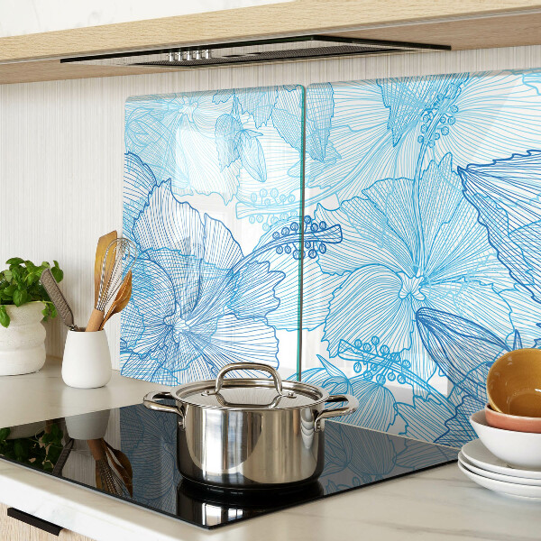 Snijplanken glas Bloemenpatroon in verschillende blauwtinten