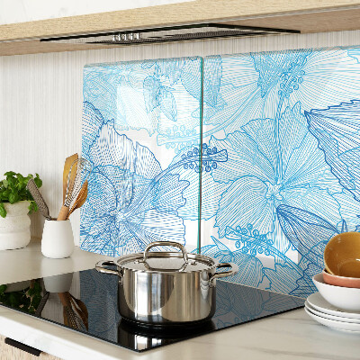 Snijplanken glas Bloemenpatroon in verschillende blauwtinten