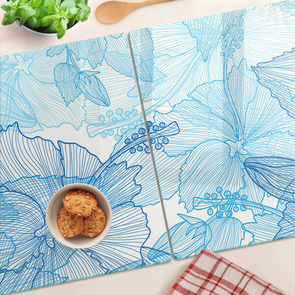 Snijplanken glas Bloemenpatroon in verschillende blauwtinten