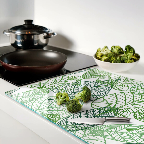 Snijplanken van glas Bladeren in verschillende tinten groen