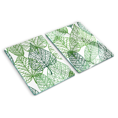 Snijplanken van glas Bladeren in verschillende tinten groen