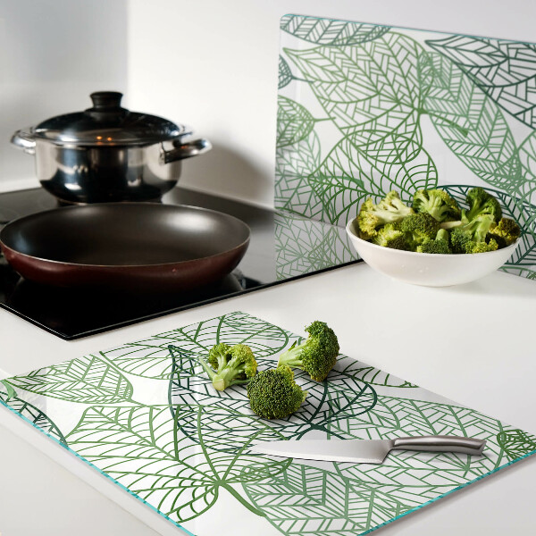 Snijplanken van glas Bladeren in verschillende tinten groen