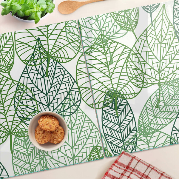 Snijplanken van glas Bladeren in verschillende tinten groen