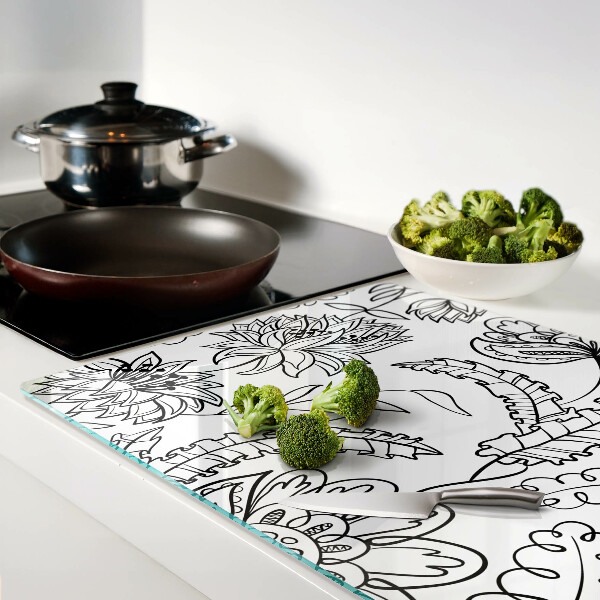 Glazen snijplanken Bloemenpatroon