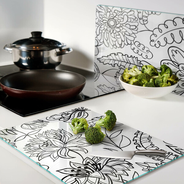 Glazen snijplanken Bloemenpatroon