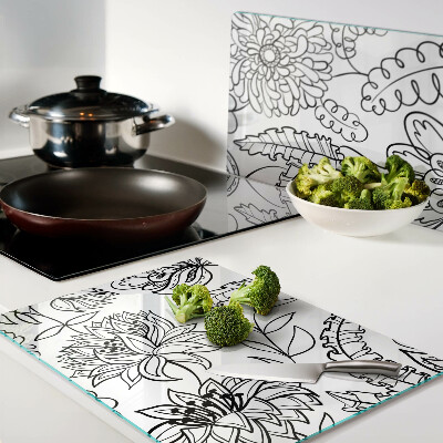 Glazen snijplanken Bloemenpatroon