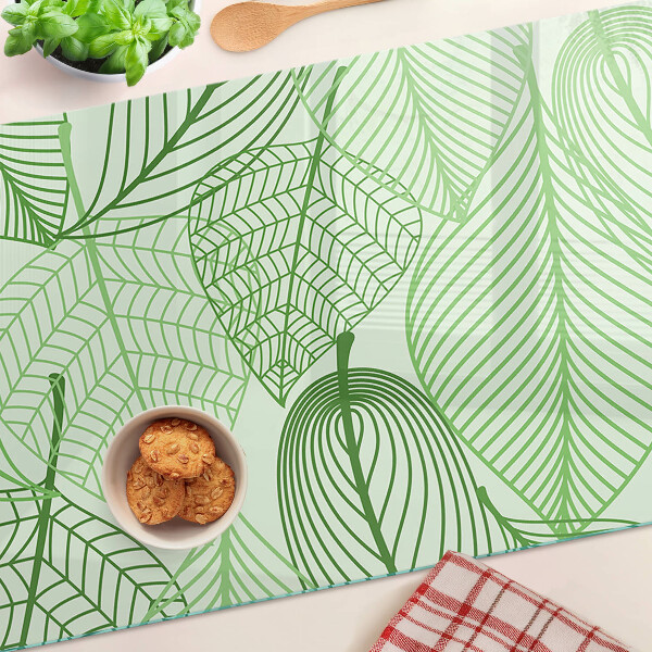 Snijplanken van glas Bladeren in verschillende tinten groen