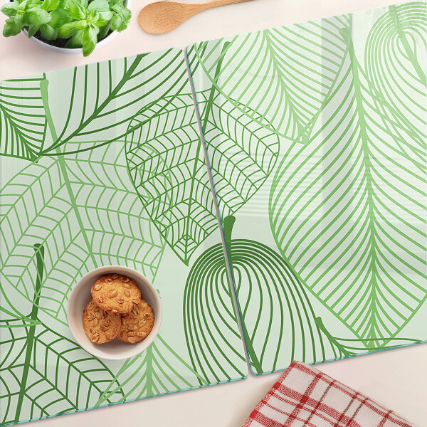 Snijplanken van glas Bladeren in verschillende tinten groen