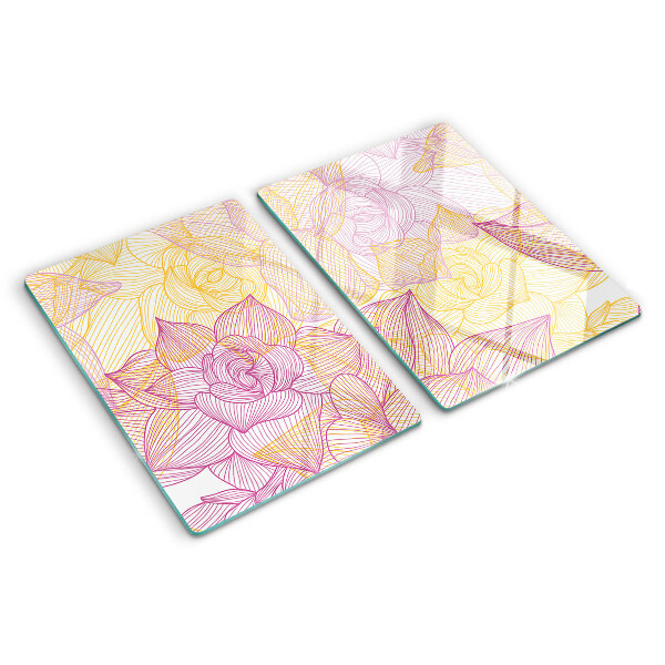 Snijplanken glas Bloemenpatroon in pastelkleuren