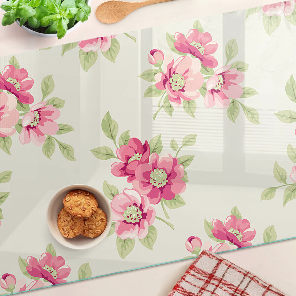 Snijplanken van glas Bloemen in verschillende tinten roze