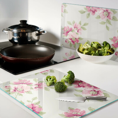 Snijplanken van glas Bloemen in verschillende tinten roze