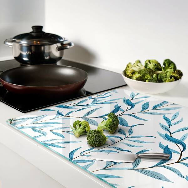 Snijplanken glas Bladeren in verschillende tinten blauw