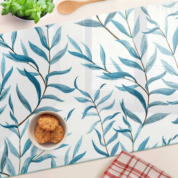 Snijplanken glas Bladeren in verschillende tinten blauw