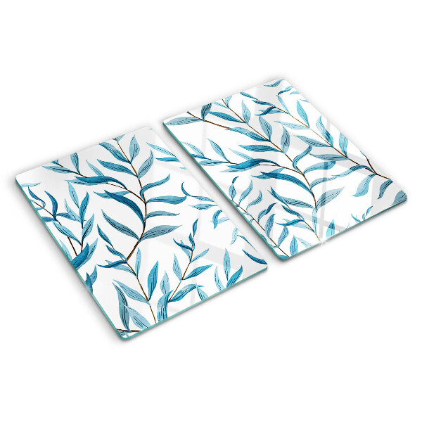 Snijplanken glas Bladeren in verschillende tinten blauw