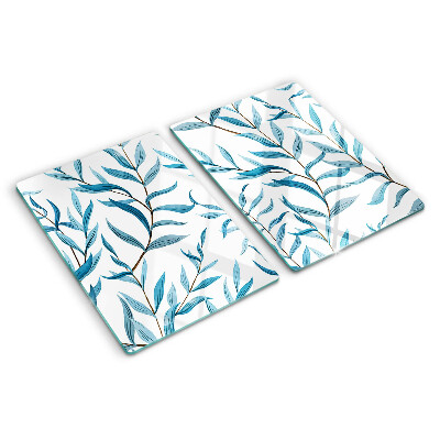 Snijplanken glas Bladeren in verschillende tinten blauw