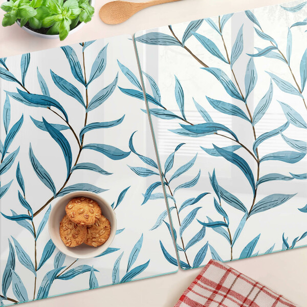 Snijplanken glas Bladeren in verschillende tinten blauw