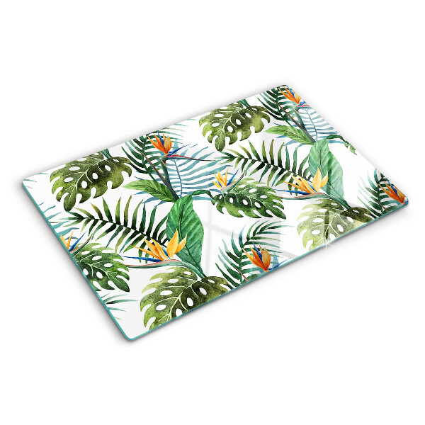 Glazen snijplanken Tropische bladeren en bloemen