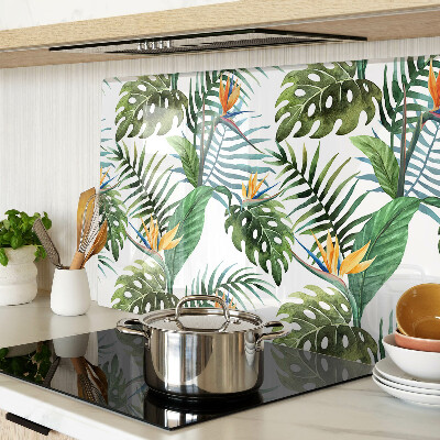 Glazen snijplanken Tropische bladeren en bloemen