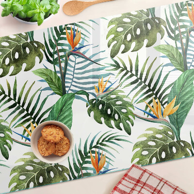 Glazen snijplanken Tropische bladeren en bloemen