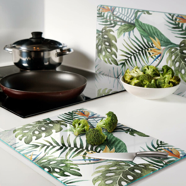 Glazen snijplanken Tropische bladeren en bloemen