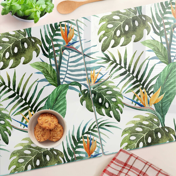 Glazen snijplanken Tropische bladeren en bloemen
