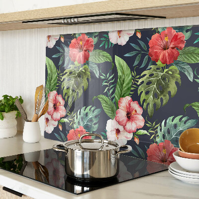 Snijplanken van glas Tropische bloemen met bladeren