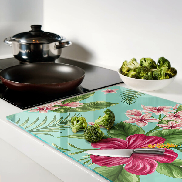 Glazen snijplanken Tropisch bloemenpatroon