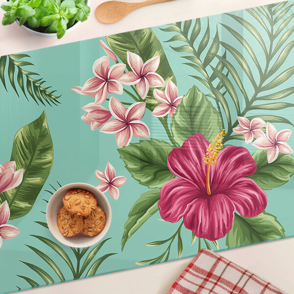 Glazen snijplanken Tropisch bloemenpatroon
