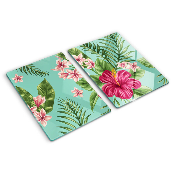 Glazen snijplanken Tropisch bloemenpatroon