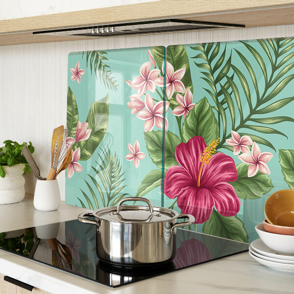 Glazen snijplanken Tropisch bloemenpatroon