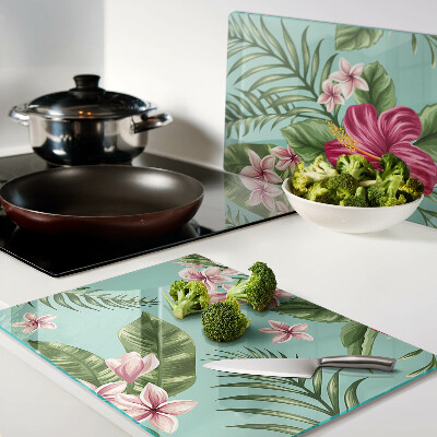 Glazen snijplanken Tropisch bloemenpatroon