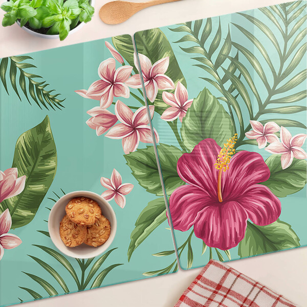 Glazen snijplanken Tropisch bloemenpatroon