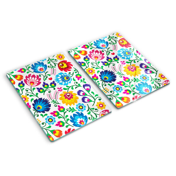 Glazen snijplanken Bloemenpatroon in volksstijl