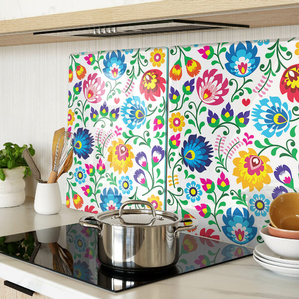 Glazen snijplanken Bloemenpatroon in volksstijl