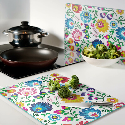 Glazen snijplanken Bloemenpatroon in volksstijl