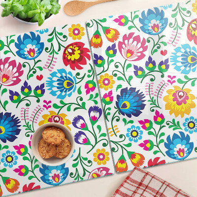 Glazen snijplanken Bloemenpatroon in volksstijl