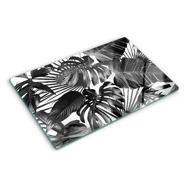 Snijplanken van glas Tropische bladeren in zwart-wit