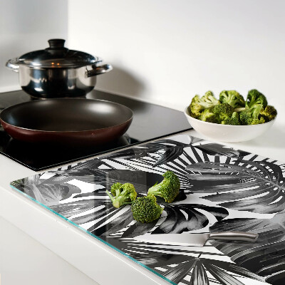 Snijplanken van glas Tropische bladeren in zwart-wit