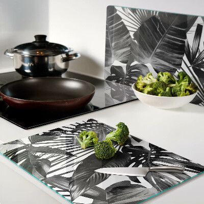 Snijplanken van glas Tropische bladeren in zwart-wit