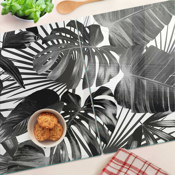Snijplanken van glas Tropische bladeren in zwart-wit