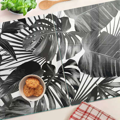 Snijplanken van glas Tropische bladeren in zwart-wit