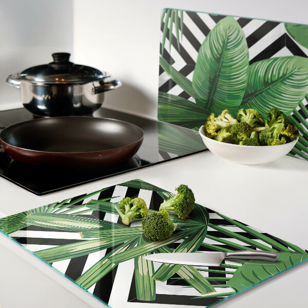 Snijplanken glas Tropische bladeren op strepen