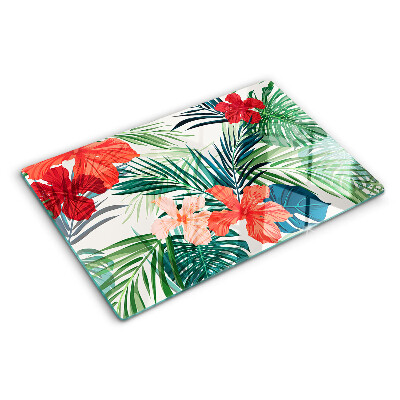 Glazen snijplanken Motief met tropische planten en bloemen