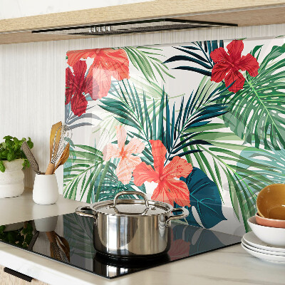 Glazen snijplanken Motief met tropische planten en bloemen