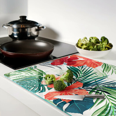 Glazen snijplanken Motief met tropische planten en bloemen