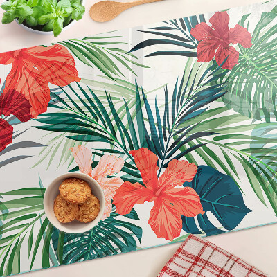 Glazen snijplanken Motief met tropische planten en bloemen
