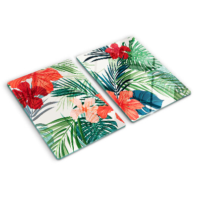 Glazen snijplanken Motief met tropische planten en bloemen