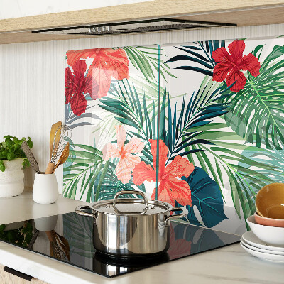 Glazen snijplanken Motief met tropische planten en bloemen